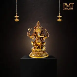 Brass Vinayaka Seated – Traditional Temple Base Design