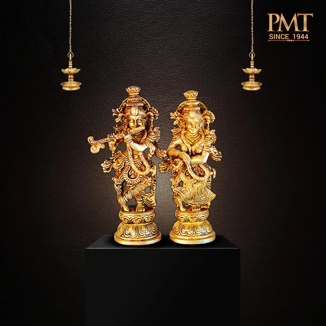 Brass Radha Krishna Standing Pair