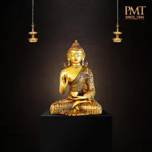 Brass Buddha Idol – Dharmachakra Mudra (Teaching Pose)