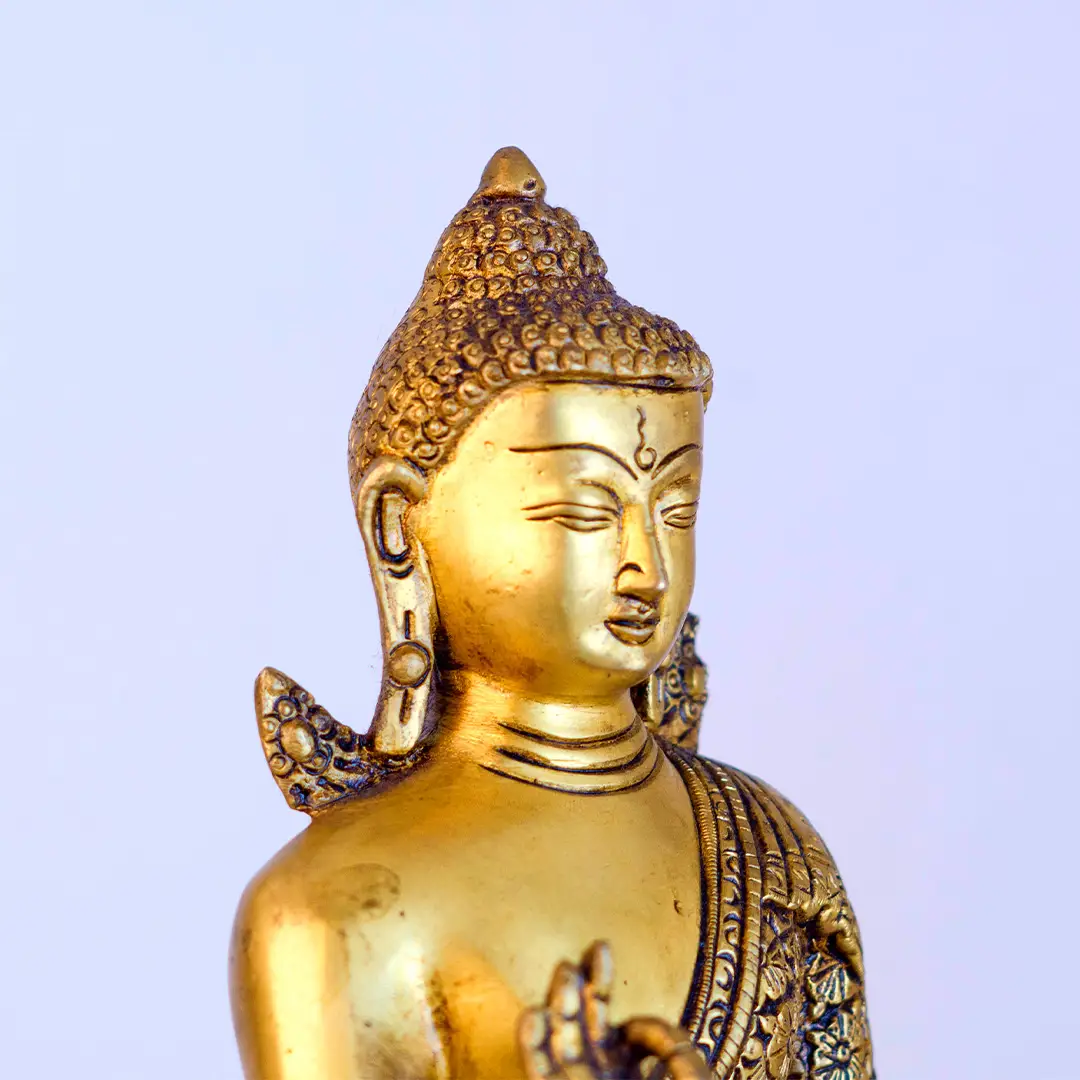 Brass Buddha Idol – Dharmachakra Mudra (Teaching Pose) - Image 3