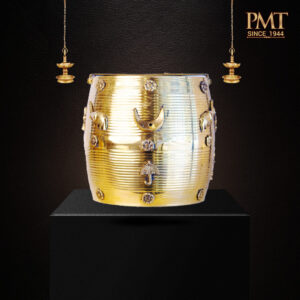 Brass Kerala Temple Para – Elephant, Umbrella & Crescent Motif