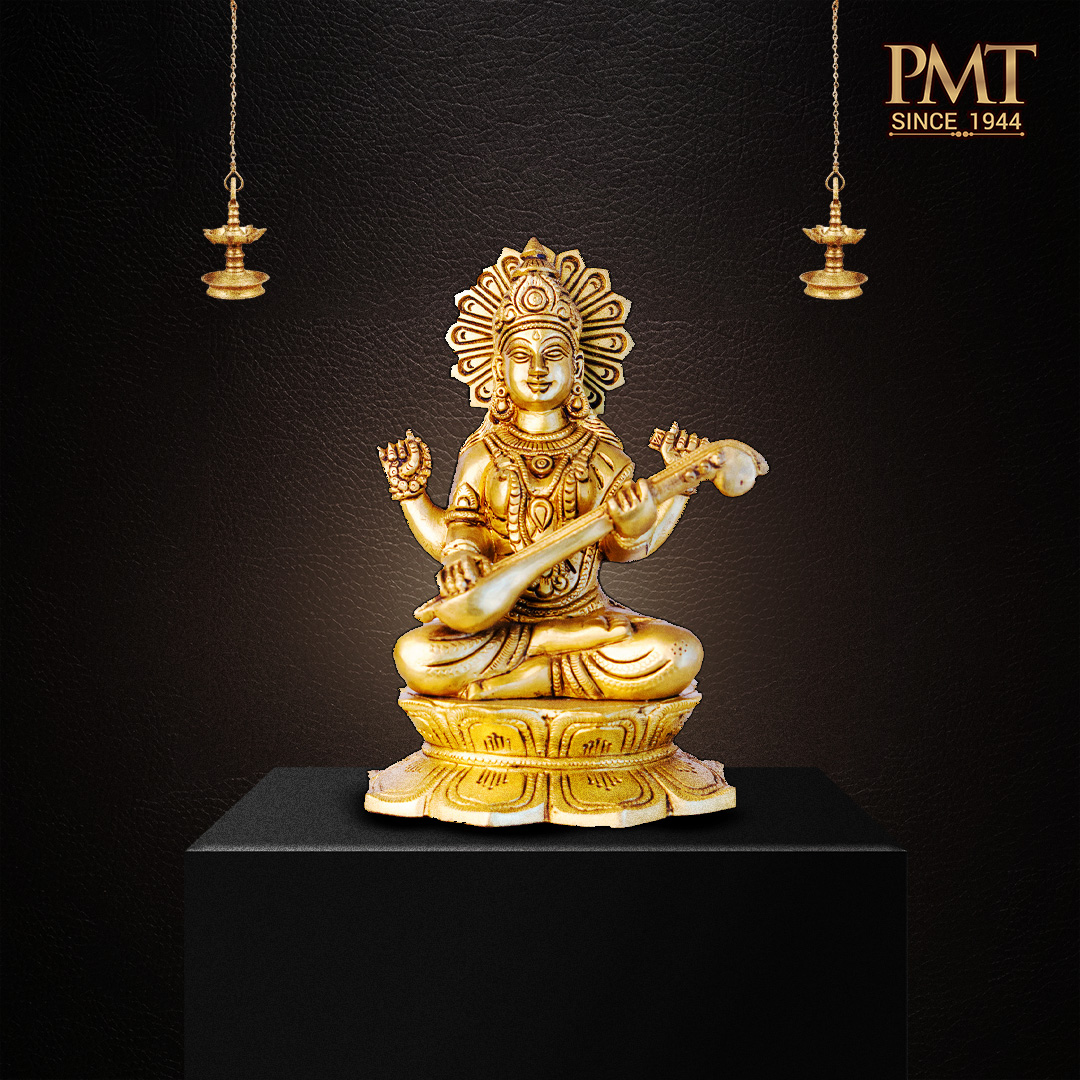 Brass Saraswati Idol – Veena Playing Form