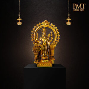 Brass Lord Murugan (Subramanya) Idol with Peacock & Thiruvachi