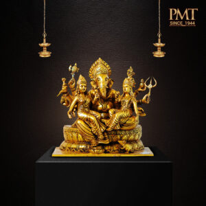 Brass Ganesha with Riddhi & Siddhi Idol