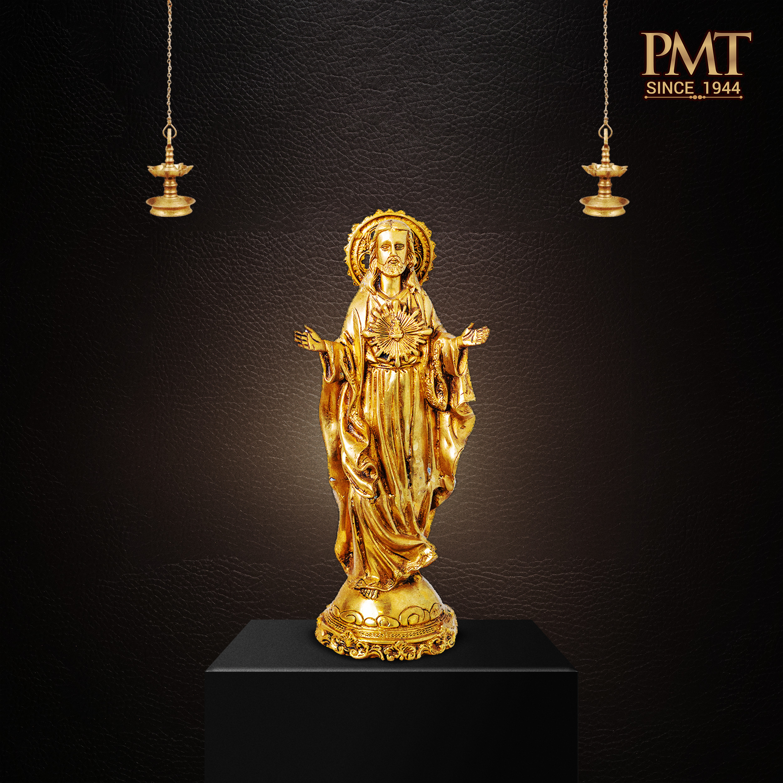 Sacred Heart Jesus Brass Idol