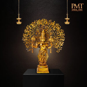 Brass Krishna Under Kalpavriksha Statue