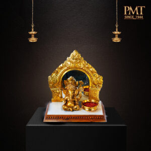 Brass Ganesha Prabhavali with Wooden Base & Pooja Bowls Set