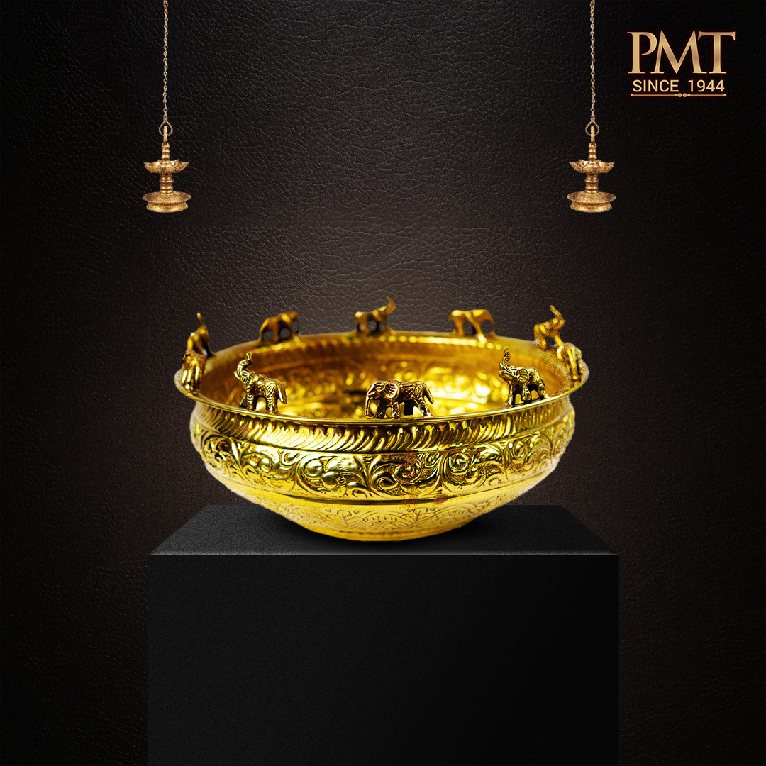 Brass Elephant Uruli – Heritage Decorative Bowl