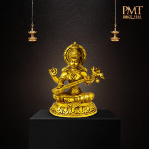 Brass Saraswati Devi Idol – Handcrafted Temple Style