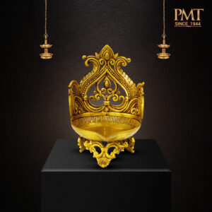 Designer Brass Temple Diya with Ornate Backplate