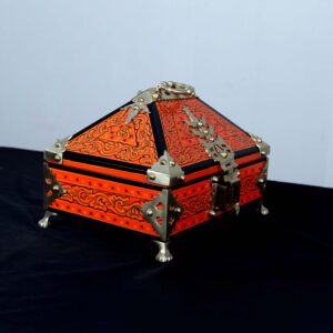 Orange Handcrafted Amadapetti – Kerala Heritage Jewellery Box