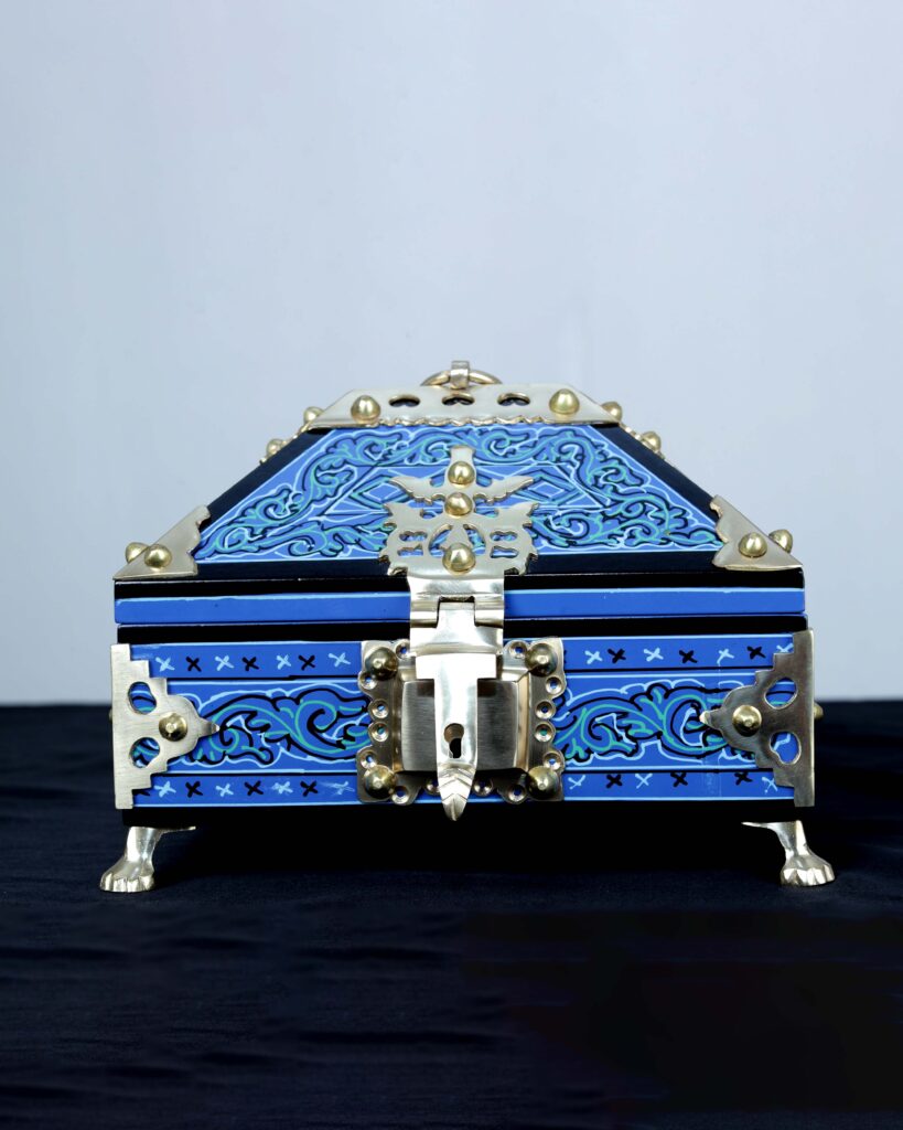 Blue Handcrafted Amadapetti – Kerala Heritage Jewellery Box