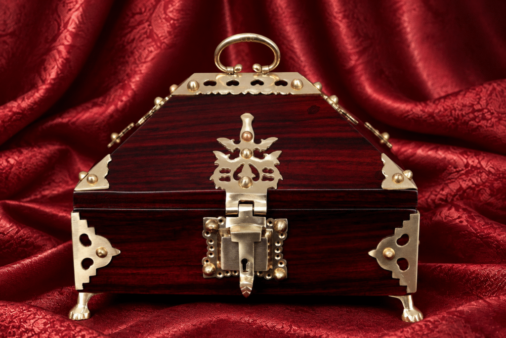 Burgundy Handcrafted Amadapetti – Kerala Heritage Jewellery Box